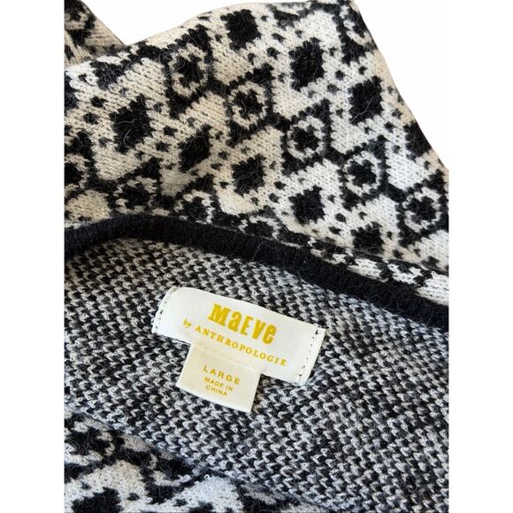 Anthropologie Maeve Geometric Knit Sweater Vest Shrug Set Large Black White Larg - Picture 6 of 14